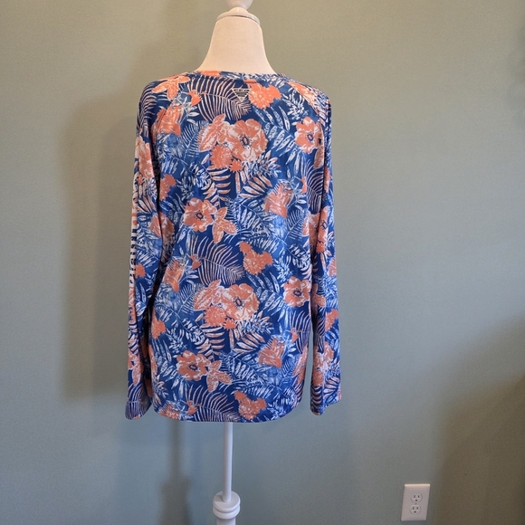 Columbia Long Sleeve Performance Fishing Gear Floral Sun Protection Top Size 2X - Picture 5 of 11